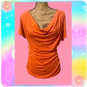 VTG y2k Ruched Coral Lacey Top